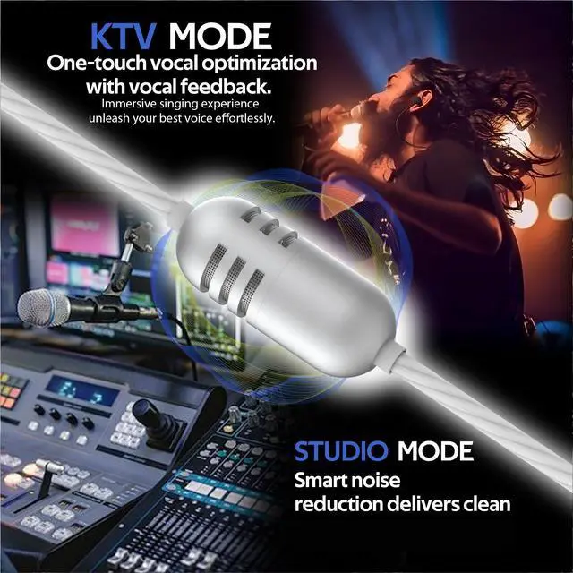 Alt view image 2 of 7 - USB-C in-Ear Wired Headphones,Earbuds, with high-Fidelity Sound Card, 5-Mode Audio, Low-Latency Gaming, KTV Vocal Enhancement-White