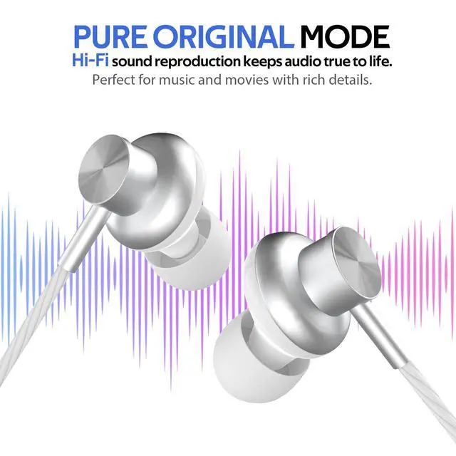 Alt view image 3 of 7 - USB-C in-Ear Wired Headphones,Earbuds, with high-Fidelity Sound Card, 5-Mode Audio, Low-Latency Gaming, KTV Vocal Enhancement-White