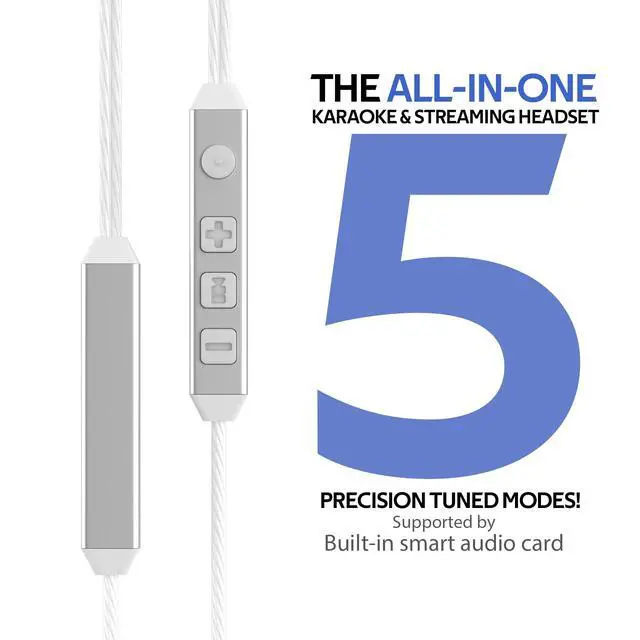 Alt view image 5 of 7 - USB-C in-Ear Wired Headphones,Earbuds, with high-Fidelity Sound Card, 5-Mode Audio, Low-Latency Gaming, KTV Vocal Enhancement-White