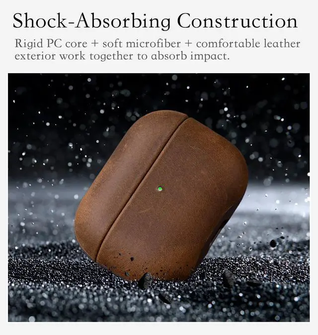 Alt view image 3 of 5 - Edge Series - Leather Case for AirPods Pro 2 - Dark Brown | Artisan Hand-Wrapped Case - Full Grain Leather - Microfiber-Lined Scratch Protection - Compatible with Wireless Charging