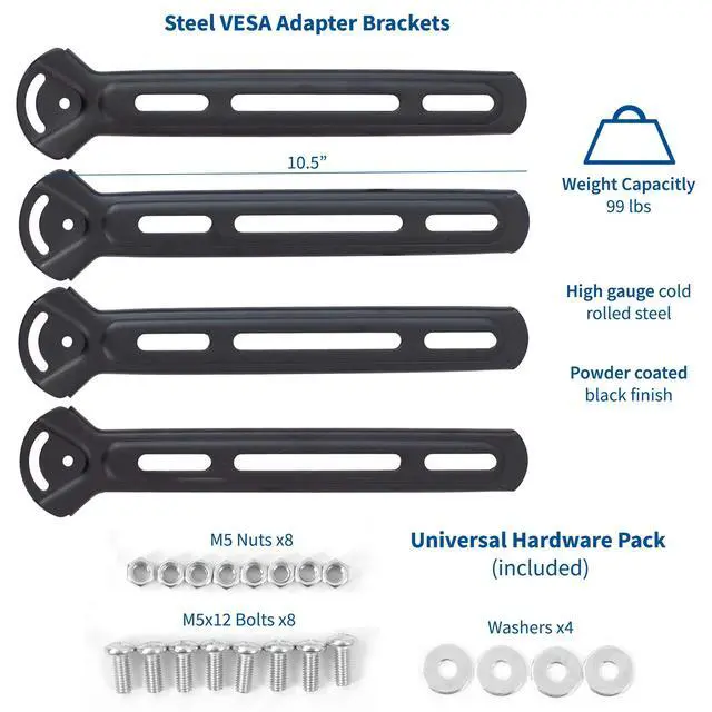 Alt view image 2 of 7 - Steel VESA Mount Adapter Plate Brackets for LCD Screens Weighing 99 lbs, Conversion Kit for VESA up to 400x400mm, MOUNT-AD4X4