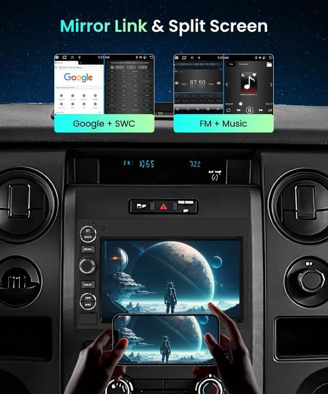 Alt view image 6 of 7 - Car Stereo for Ford F150 F250 F350 E250 E350 Fusion Edge Explorer | Radio with 7inch Touchscreen Wireless CarPlay Android Auto Bluetooth GPS FM/RDS SWC DAB+ OBD2 Backup Camera 2G+64G WiFi