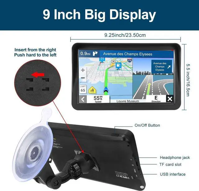 Alt view image 2 of 7 - GPS Navigation for Car,Latest 2026 Map, 9 inch Touch Screen Real Voice Spoken Turn-by-Turn Direction Reminding Navigation System for Cars, GPS Satellite Navigator with Free Map Update
