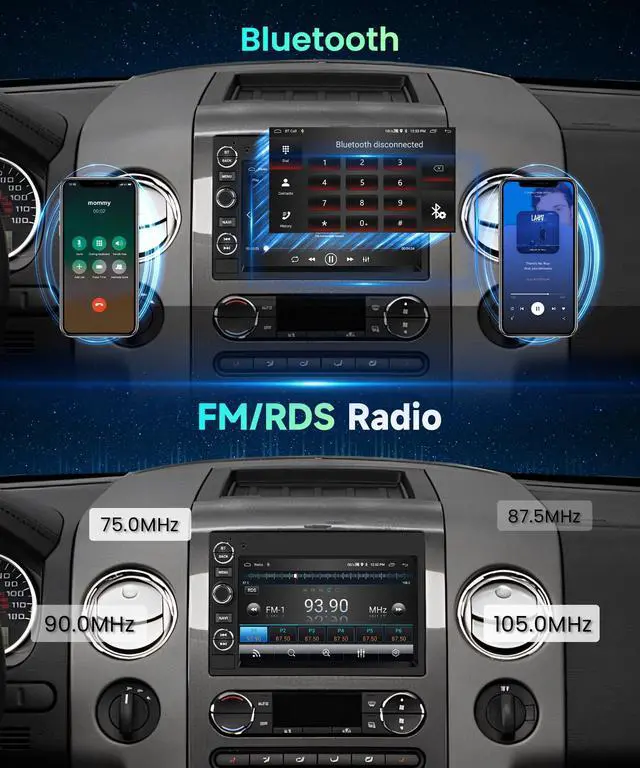 Alt view image 7 of 7 - Car Stereo for Ford F150 F250 F350 E250 E350 Fusion Edge Explorer | Radio with 7inch Touchscreen Wireless CarPlay Android Auto Bluetooth GPS FM/RDS SWC DAB+ OBD2 Backup Camera 2G+64G WiFi