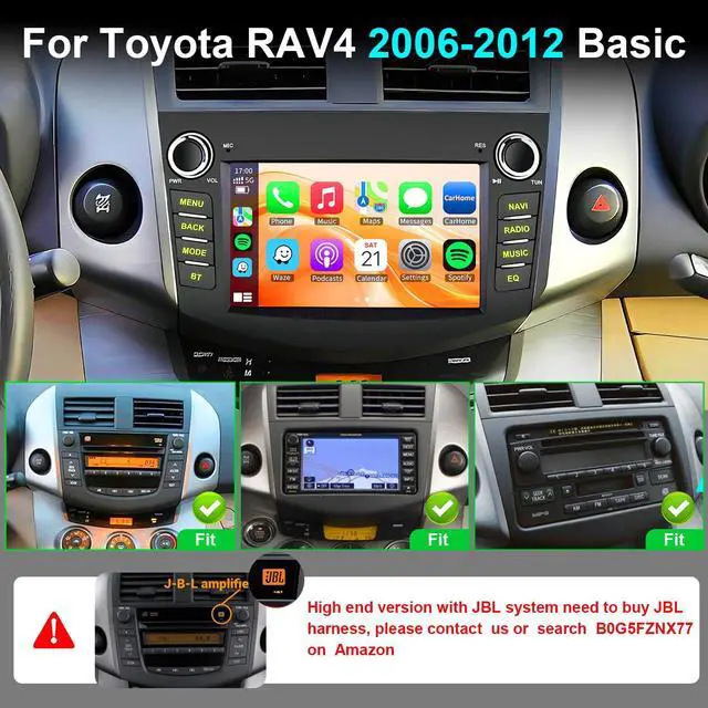 Alt view image 3 of 7 - 4+64G Car Radio Stereo for Toyota RAV4 2006 2007 2008 2009 2010 2011 2012 Wireless CarPlay Android Auto, 7'' Touchscreen Stereo, GPS Navi WiFi, Backup Camera, FM Physical Button Knob