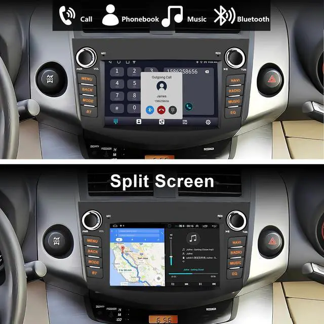 Alt view image 5 of 7 - 4+64G Car Radio Stereo for Toyota RAV4 2006 2007 2008 2009 2010 2011 2012 Wireless CarPlay Android Auto, 7'' Touchscreen Stereo, GPS Navi WiFi, Backup Camera, FM Physical Button Knob