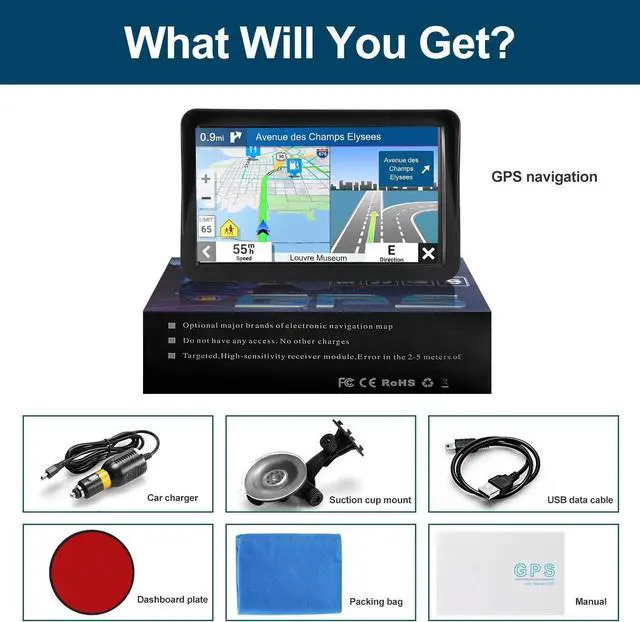 Alt view image 7 of 7 - GPS Navigation for Car,Latest 2026 Map, 9 inch Touch Screen Real Voice Spoken Turn-by-Turn Direction Reminding Navigation System for Cars, GPS Satellite Navigator with Free Map Update
