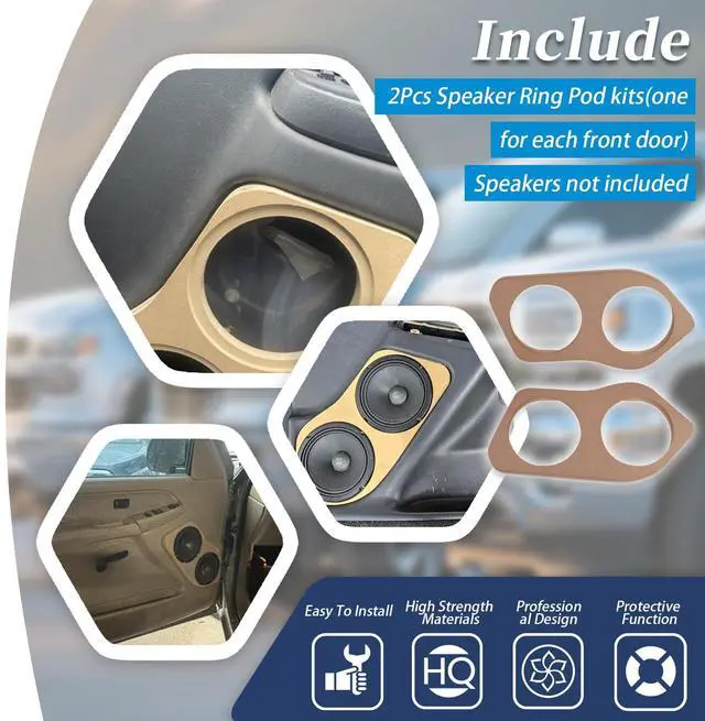 Alt view image 7 of 7 - 2Pcs Front Door Pod Baffles 6.5" Speaker Rings Pods Compatible with 2000-2006 GM/GMC Silverado, Tahoe, Suburban (Fits for Deaf Bonce M61SE, M60SQL)