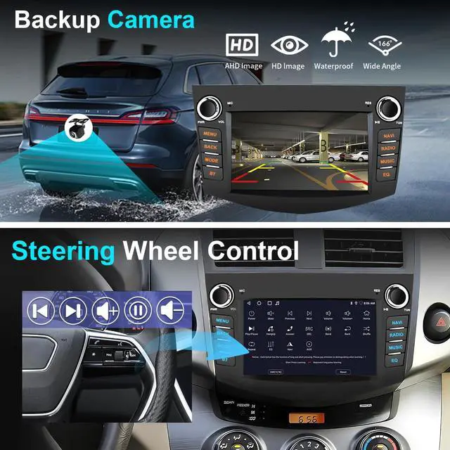 Alt view image 7 of 7 - 4+64G Car Radio Stereo for Toyota RAV4 2006 2007 2008 2009 2010 2011 2012 Wireless CarPlay Android Auto, 7'' Touchscreen Stereo, GPS Navi WiFi, Backup Camera, FM Physical Button Knob