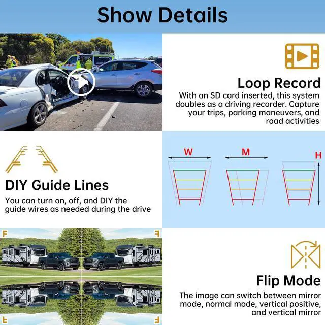 Alt view image 5 of 7 - Dual Wireless Backup Camera for RV Truck with 7" 1080P Monitor System | 350ft Stable Range, 4CH DVR Loop Recording, Dual Antennas, IP69K Waterproof, IR Night Vision for Trailer Camper Pickup Boat