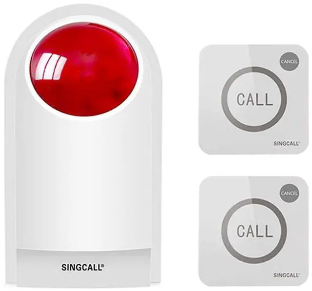 Main image of Remote Emergency Strobe Siren Alarm Kit 1 Siren & 2 Call Buttons | Home Caring Alert System, Loud Panic SOS Warning System, Office Siren Panic Button for Business Home Shop Hotel School