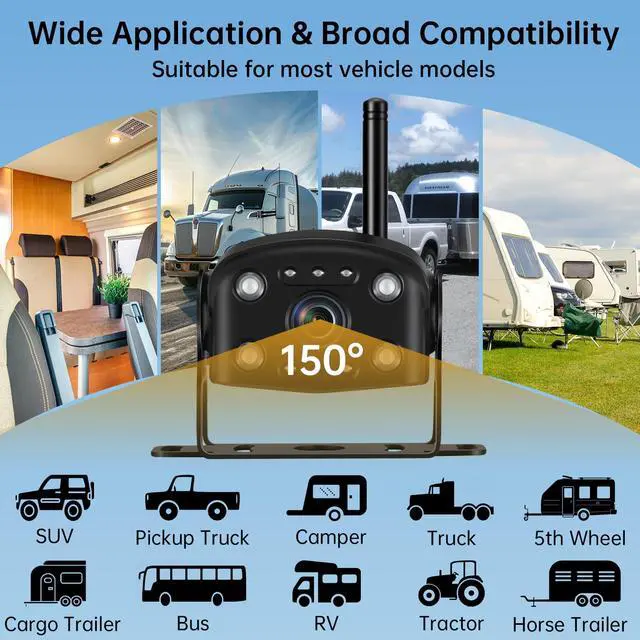 Alt view image 7 of 7 - Dual Wireless Backup Camera for RV Truck with 7" 1080P Monitor System | 350ft Stable Range, 4CH DVR Loop Recording, Dual Antennas, IP69K Waterproof, IR Night Vision for Trailer Camper Pickup Boat