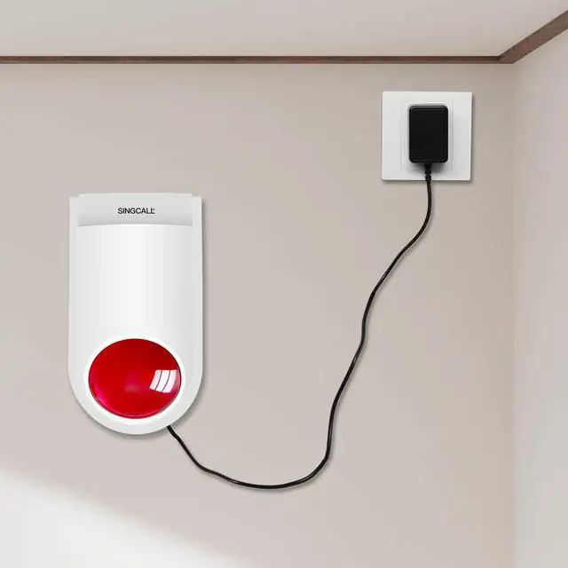 Alt view image 2 of 7 - Remote Emergency Strobe Siren Alarm Kit 1 Siren & 2 Call Buttons | Home Caring Alert System, Loud Panic SOS Warning System, Office Siren Panic Button for Business Home Shop Hotel School