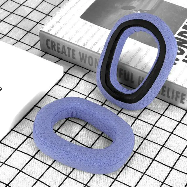 Alt view image 4 of 6 - Comfort Mesh Fabric Replacement Ear Pads for Logitech G435, G335 Headphones Ear Cushions, Repair Parts with Video Guide (Blue)