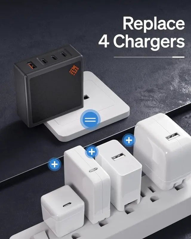 Alt view image 2 of 7 - 100W USB-C Charger, 4-Port, 3C1A, PD 3.0, No-Reset, No-Throttle