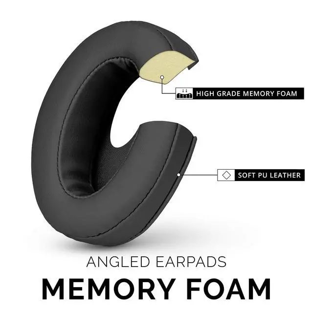 Alt view image 4 of 7 - Angled Earpads for Cloud Alpha, HyperX, ATH M50X, M50BT, Turtle Beach & More | Extra Thick Memory Foam Ear Pads for Comfort, PU Black