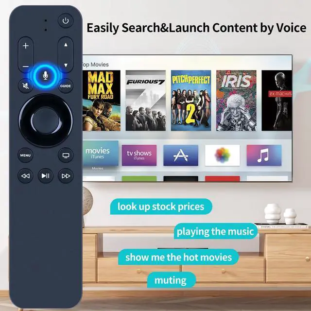 Alt view image 3 of 7 - All URC1110 Replacement Voice Remote Control for Apple TV HD and 4K TV Box, Support Siri