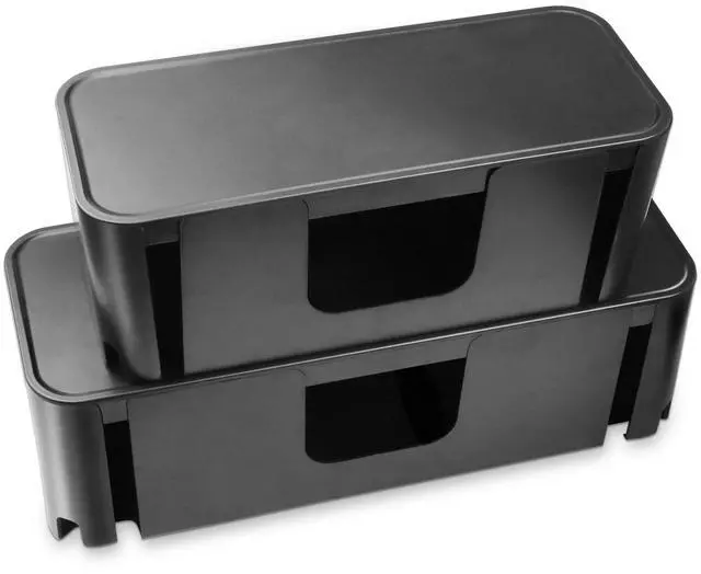 Main image of Cord Organizer Box, Cable Hider for Power Strips, Surge Protector, Extension Cord and Wire Management, Cable Management Box (2PCS/Large and Medium Size/Black)