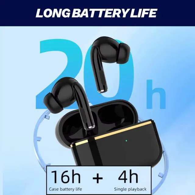 Alt view image 5 of 7 - 5.0 Pro True Wireless TWS Bluetooth Earbuds with Charging Case + USB-C Cable, 20H Playtime, Deep Stereo Bass, Touch Control, iOS Android iPhone, Comfort Fit, Built-in Mic, Sport, White