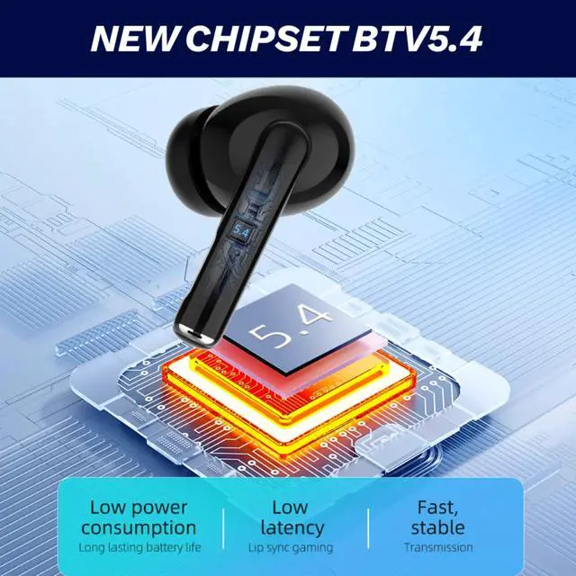Alt view image 6 of 7 - 5.0 Pro True Wireless TWS Bluetooth Earbuds with Charging Case + USB-C Cable, 20H Playtime, Deep Stereo Bass, Touch Control, iOS Android iPhone, Comfort Fit, Built-in Mic, Sport, White