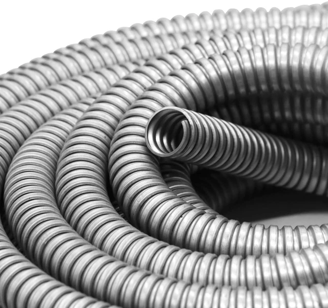 Alt view image 5 of 7 - 3/4 inch x50ft Flexible Electrical Conduit - Galvanized Steel Greenfield Flex Metal Conduit for Exposed Wiring, AC Connections & Industrial Cable Protection