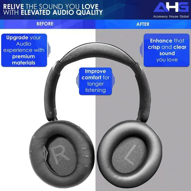 Alt view image 4 of 7 - AHG Premium Replacement Sound core Space q45 Headphones Ear Pads/Space Q45 Ear Cushions Compatible with Anker Soundcore Space Q45 Headphones (Black). Premium Protein Leather | High-Density Foam