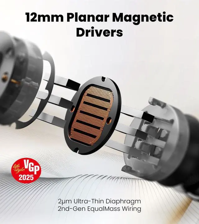 Alt view image 2 of 7 - NeoBuds Planar TWS Earbuds, Hi-Res Wireless, 30H Playtime | 12mm Planar Magnetic Drivers, Snapdragon Sound, Hybrid ANC, Bluetooth 5.4 Dual Connection, Google Fast Pair, 60ms Low Latency