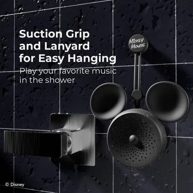 Alt view image 2 of 7 - Disney Mickey Mouse Ears Bluetooth Shower Speaker with Suction Cup Disney IPX4 Rated Water Resistant Speaker for Shower, Baths| Up to 5 HRs Playtime, Built in Button Controls and Mic for Phone Calls