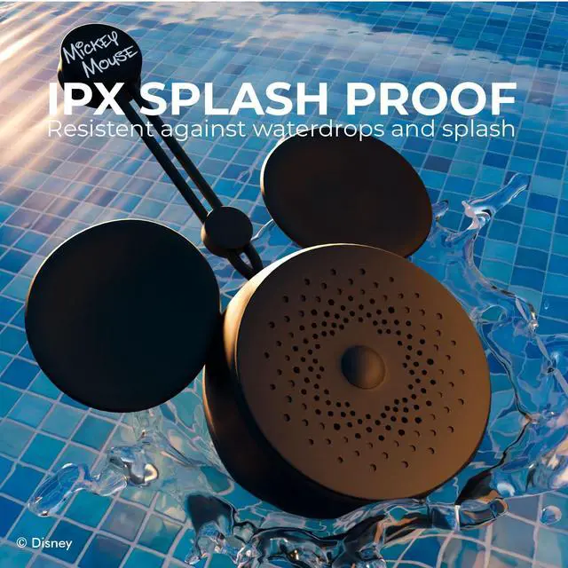 Alt view image 3 of 7 - Disney Mickey Mouse Ears Bluetooth Shower Speaker with Suction Cup Disney IPX4 Rated Water Resistant Speaker for Shower, Baths| Up to 5 HRs Playtime, Built in Button Controls and Mic for Phone Calls