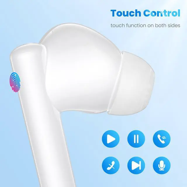 Alt view image 2 of 7 - Wireless Earbuds for Google Pixel 10 8 9 Pro XL Fold 7 6 A | 5.3 Bluetooth Headphones Ear Bud with Mic Touch HiFi Stereo for iPhone 17 Pro Max Air 16 Plus 15 14/Galaxy S26 S25 Ultra S24