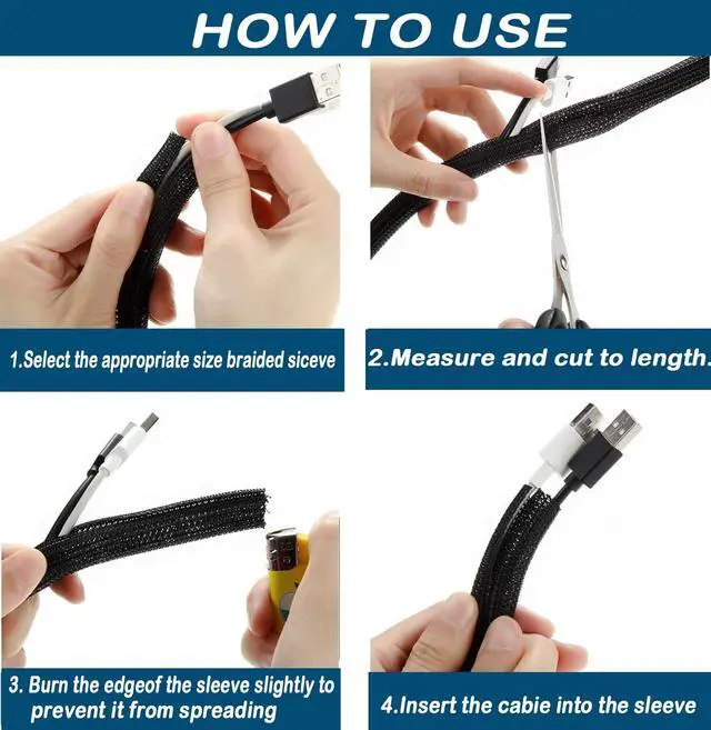 Alt view image 3 of 7 - Split Wire Loom Kit, Wiring Harness Protection with Heat Shrink Tubing | Master Wire Loom Kit with Split Loom, Heat Shrink Tubing & Braided Sleeves, No-Chew Cord Protection for Car, Truck & RV