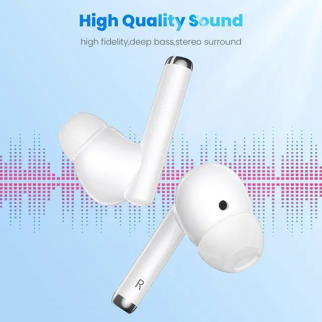 Alt view image 5 of 7 - Wireless Earbuds for Google Pixel 10 8 9 Pro XL Fold 7 6 A | 5.3 Bluetooth Headphones Ear Bud with Mic Touch HiFi Stereo for iPhone 17 Pro Max Air 16 Plus 15 14/Galaxy S26 S25 Ultra S24