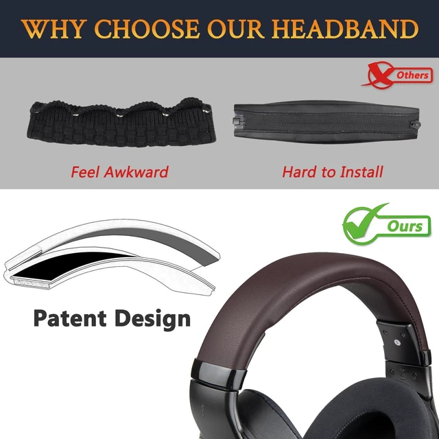 Alt view image 3 of 6 - Headband for Sennheiser HD579/HD595/HD595SE/HD598/HD598SE/HD598CS/HD598SR/HD599/HD599SE Headphones, Replacement Headstrap Pad Repair Part - Dark Coffee