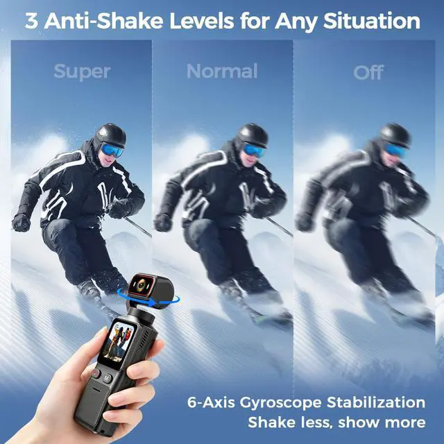 Alt view image 3 of 7 - 4K Vlogging Camera WiFi, 6-Axis Stabilization Handheld POV Camera with 32GB | Pocket Camera with 180° Rotating Lens, Touchscreen, Personal Body Camera for Travel, Vlog, Selfies, Sports & Daily