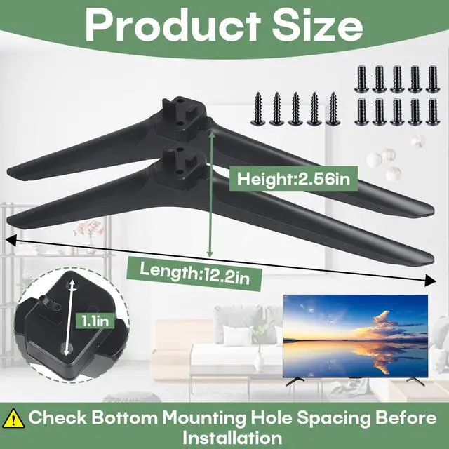 Alt view image 2 of 7 - TV Stand Legs Base Compatible with Hisense 50 55 58 60 65 Inch Smart LED TV | Tabletop TV Feet Stand Legs replacement Compatible with Hisense 50H55E 55E3G 58V1F-R H65E3A, Screws Included