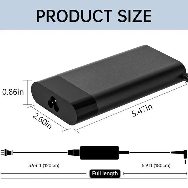 Alt view image 7 of 7 - 150W Laptop Charger Compatible with HP Zbook 15 16 17 15u 15v G3 G4 G5 G6 G7 G8 G9 Studio Firefly 15 G4 G5 G7 G8 G9 G10 G11 Victus 15 OMEN by 15 17 Pavilion Gaming 15 17 AC Adapter Power Supply Cord