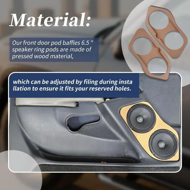 Alt view image 5 of 7 - 2Pcs Front Door Pod Baffles 6.5" Speaker Rings Pods Compatible with 2000-2006 GM/GMC Silverado, Tahoe, Suburban (Fits for Deaf Bonce M61SE, M60SQL)