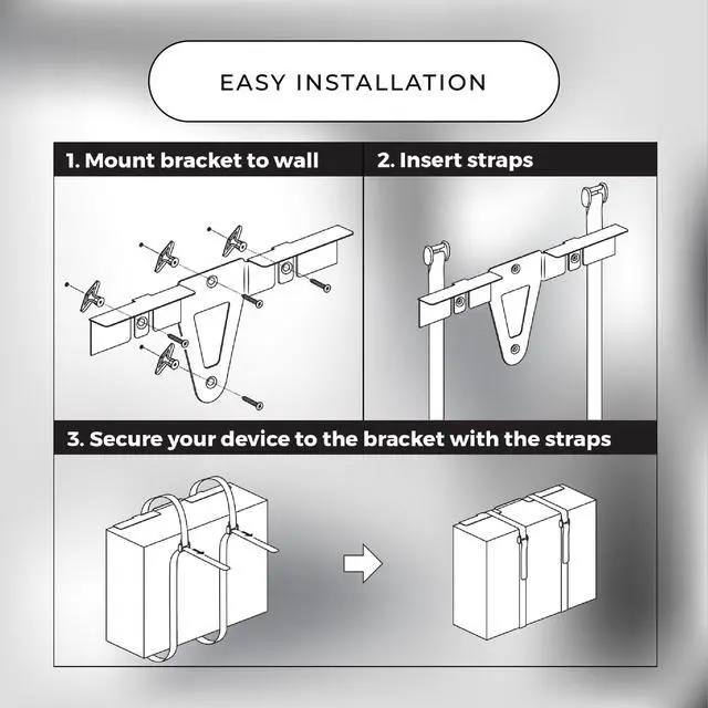 Alt view image 4 of 4 - Universal Wall Mount Adjustable Mount | For Cable Boxes, DVD Players, Routers, Modems & More, Fits Devices 12"-32" in Perimeter & Up to 30 lb, Hardware Included