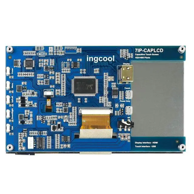 Alt view image 2 of 7 - 7 inch HDMI LCD 1024x600 Resolution Capacitive Touch Screen IPS Display Module Compatible with Raspberry Pi 4 3 2 1 B B+ A+,Jetson Nano,Support Software Resolution (up to 1920×1080)