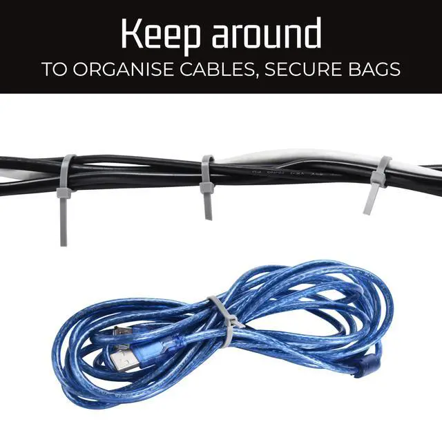 Alt view image 4 of 7 - Zip Ties Pack of 100-12'' Gray Heavy Duty Cable Ties - 40lb Strength Self-Locking Nylon Wire Ties - Weather-Resistant Zip Tie for Cable Management and Securing Various Items