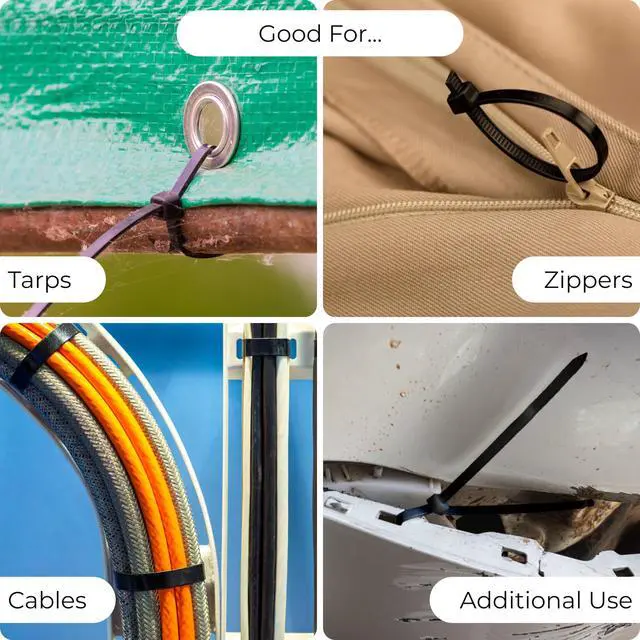 Alt view image 7 of 7 - Zip Ties Pack of 100-12'' Gray Heavy Duty Cable Ties - 40lb Strength Self-Locking Nylon Wire Ties - Weather-Resistant Zip Tie for Cable Management and Securing Various Items