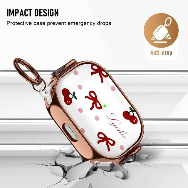 Alt view image 5 of 7 - for Cute Airpods Pro 2 case with Safety Lock,Compatible Airpods Pro Case 2nd/1st Gen,Compatible Red Bow Cherry AirPods Case Cover for Women Girly with Keychain-Transparent