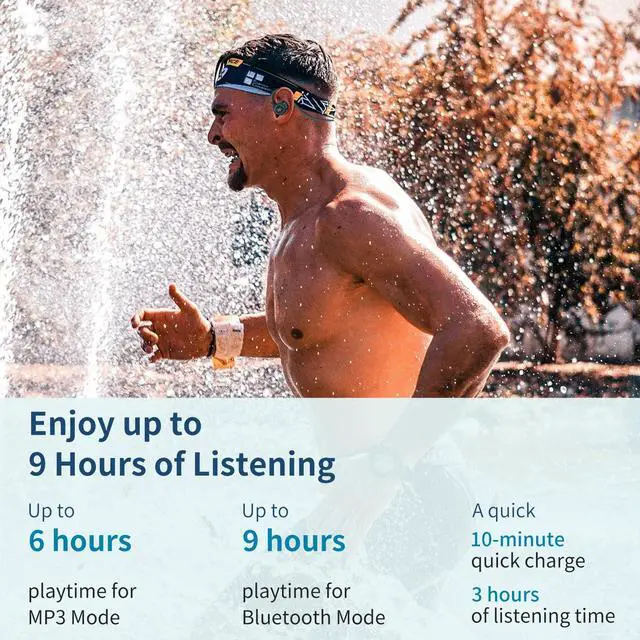 Alt view image 5 of 7 - Bone Conduction Swimming Headphones with Open Ear Bluetooth Headphones and MP3 Player 2-in-1, 10 H Battery Life, Bluetooth 5.4 Open Ear Headset, Suitable for Swimming, Running, Cycling
