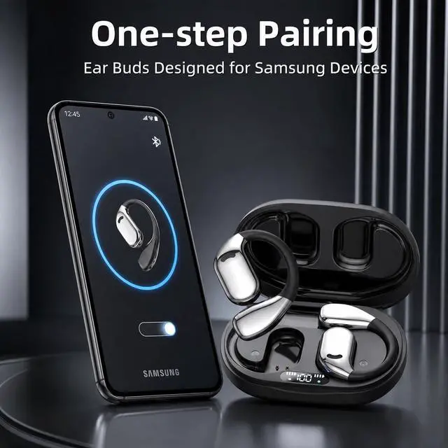 Alt view image 2 of 7 - Open Ear Wireless Earbuds Bluetooth for Samsung,Waterproof,for Run | Features Ear Hooks,for Gyms and Sport, Compatible with Samsung Products,Touch-Sensitive Operation,Long Battery Life