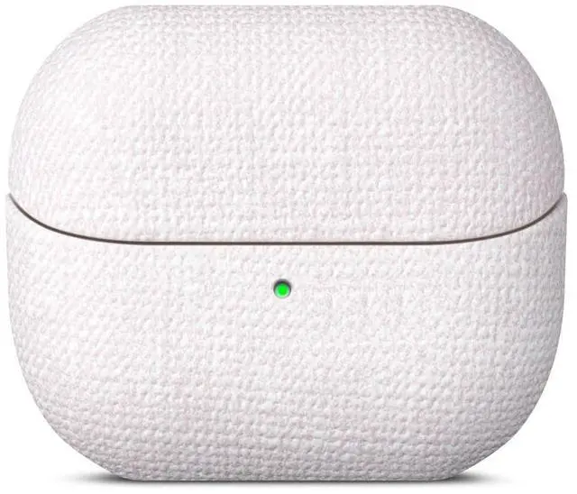 Main image of Handmade Case - for Samsung Galaxy Buds 3 / Buds3 Pro/Buds 3 FE Case Cover - Selected Skin-Friendly Vegan Leather, Woolen Fabric Cloth Style, Protective Cover for Samsung Buds Pro 3 - White