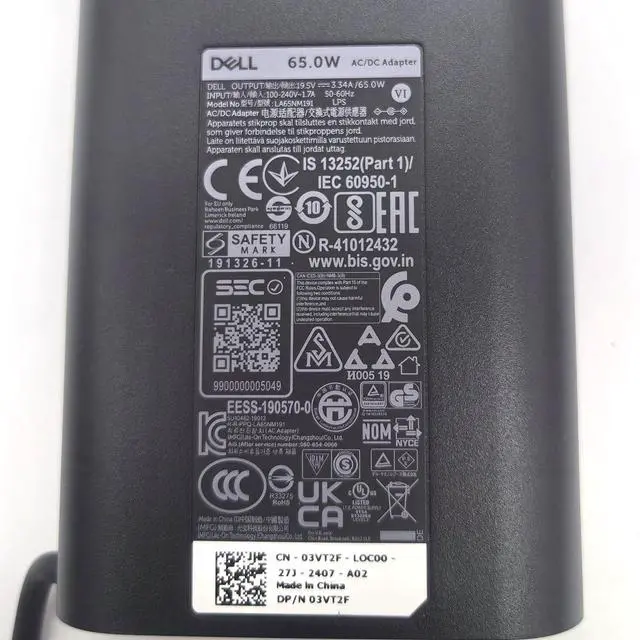 Alt view image 7 of 7 - Laptop Charger 65W watt Barrel 7.4mm tip, Latitude 7280 7285 7380 7389 7480 7290 7390 7490 AC Power Adapter 19.5V 3.34A, Black, LA65NM191