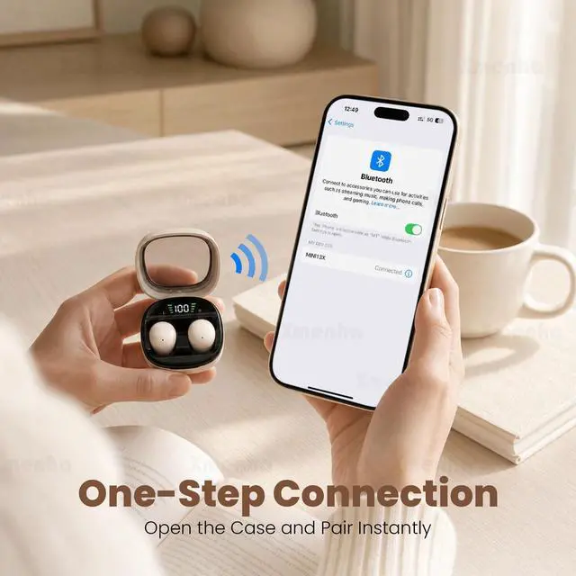 Alt view image 5 of 7 - Skintone Nude Small Mini Invisible Earbuds Wireless Bluetooth Ear Buds for Small Ears Canals Women Kids, Skin Color Tiny Smallest Micro Discreet Hidden Headphones Comfortable Earbuds Wireless for Work