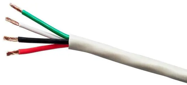 Main image of 4 Conductor Speaker Wire - Burial Rated Outdoor Compatible Water Resistant Jacket With Color Coded 100% Pure Bare Oxygen-Free Copper Conductors, 14AWG, 250 Feet, Gray