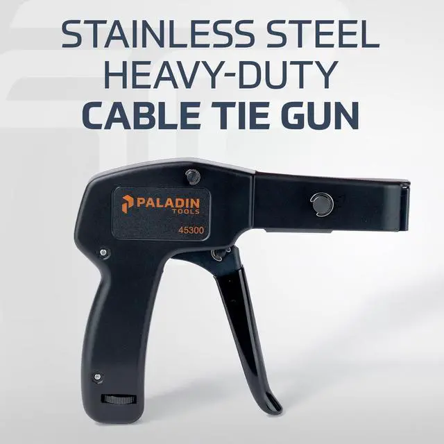 Alt view image 2 of 7 - Paladin Tools PA45300 Stainless Steel Cable Tie Gun, Ergonomic Heavy Duty Zip Tie Gun Tool, Cut-off 5/65 to 1/4 Zip Ties (USA Quality Control)