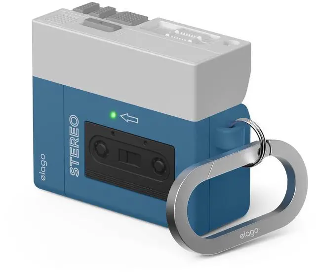 Main image of Cassette Tape Player Case for AirPods 4 | Lanyard Included, Shock Resistant, Full Protection, for Men (Blue)